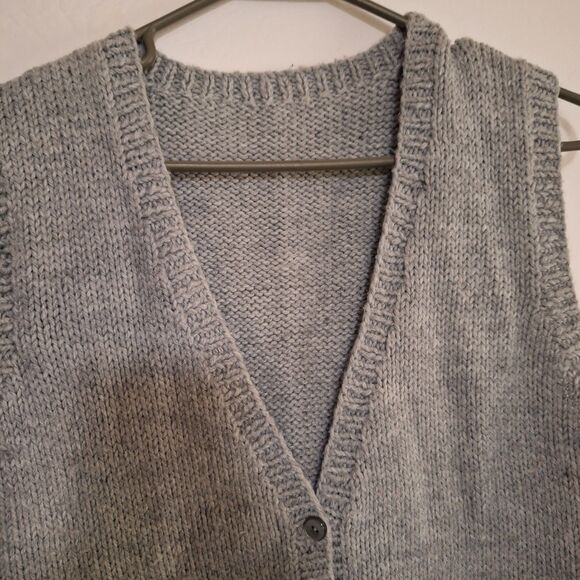 Handmade Pointelle Knit Sweater Vest Grandma Core Academia Preppy Cardigan L - Picture 5 of 7